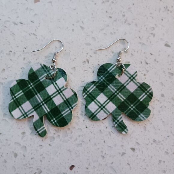 St. Patrick's Day Faux Leather Earrings - Picture 2 of 3